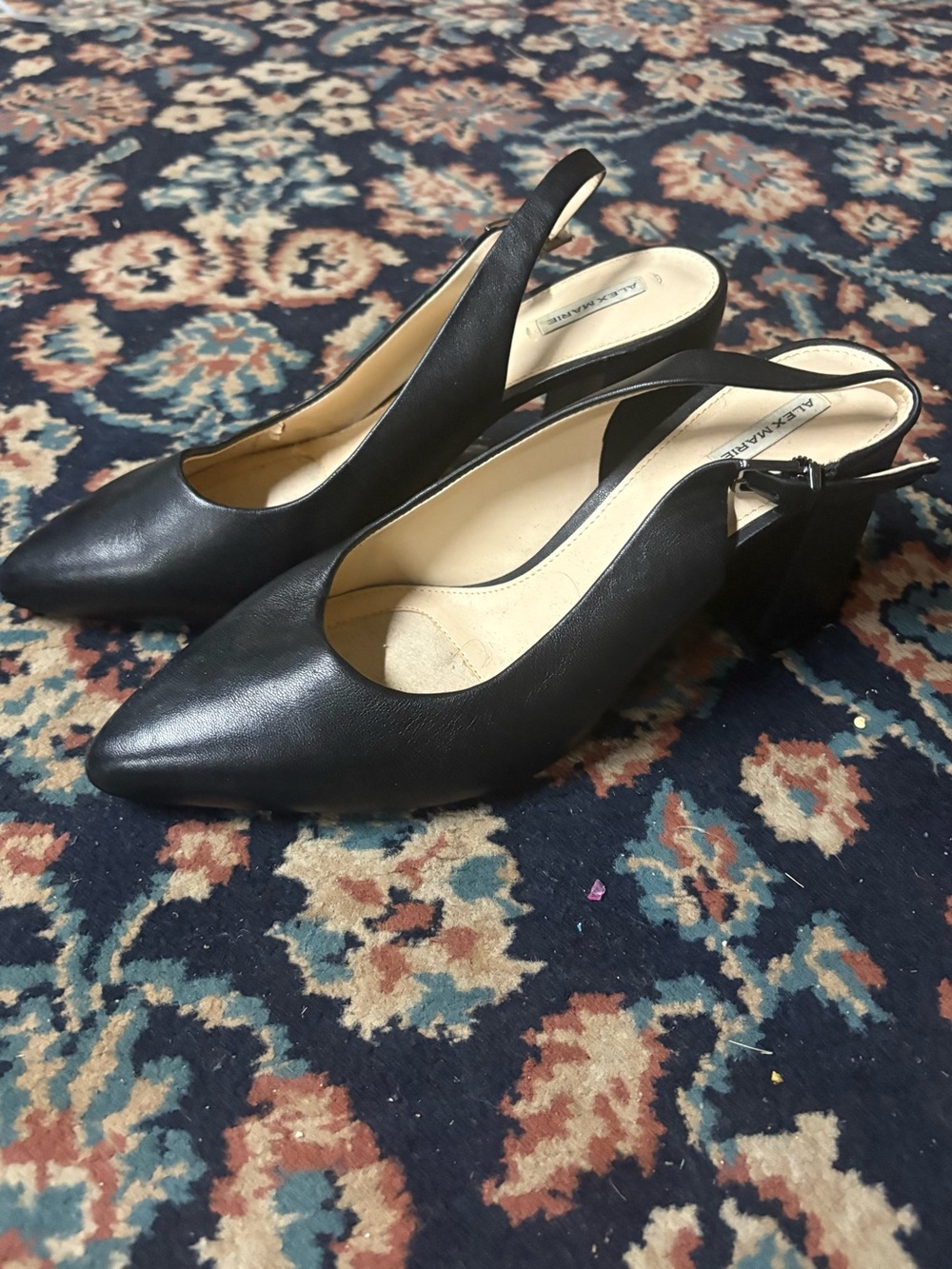 Alex Marie Black Slingback Block Heels